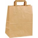 Sac papier kraft brun à poignées plates 26 + 14 x 29 cm - par 250
