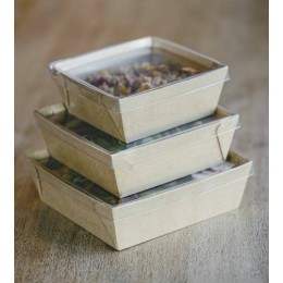Barquette carton ingraissable avec couvercle 13 x 13 x 5,5 cm - par 20