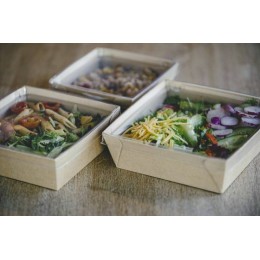 Barquette carton ingraissable avec couvercle 13 x 13 x 5,5 cm - par 20