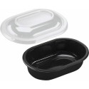Barquette plastique CPET noire avec couvercle spécial four 540 ml - par 30
