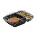 Barquette plastique 2 compartiments noire avec couvercle Deliverypack 950 ml - par 30
