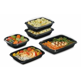 Barquette plastique noire avec couvercle Deliverypack 500 ml - par 30