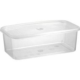 Barquette plastique PP transparente avec couvercle 500 ml - par 500