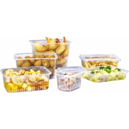 Couvercle plastique transparent pour boîte plastique carrée transparente 300 et 500 ml - par 500