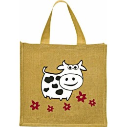 Sac réutilisable toile de jute "Vache" 36 + 23 x 37 cm - par 25