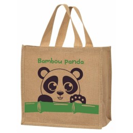 Sac réutilisable toile de jute "Panda" 36 + 23 x 37 cm - par 25