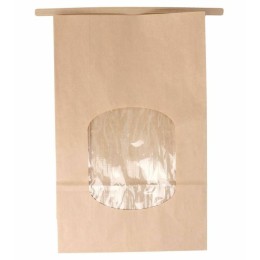 Sachet SOS kraft brun avec fenêtre et auto-fermeture 15,5 + 7 x 24,2 cm - par 50