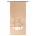 Sachet SOS kraft brun avec fenêtre et auto-fermeture 12 + 6,5 x 24,6 cm - par 50