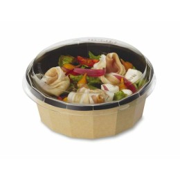 Couvercle plastique transparent pour saladier carton noir/kraft Luxifood 750 ml - par 20