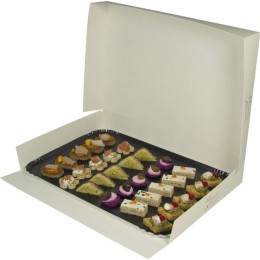 Boîte traiteur carton ivoire et bordeaux 42 x 28 x 6 cm - par 25