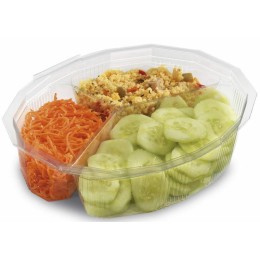 Barquette plastique transparente 3 compartiments à couvercle Multipack 1050 ml - par 250