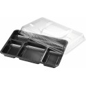 Couvercle plastique transparent pour plateau repas plastique noir 5 compartiments 32 x 25 x 3,3 cm - par 25