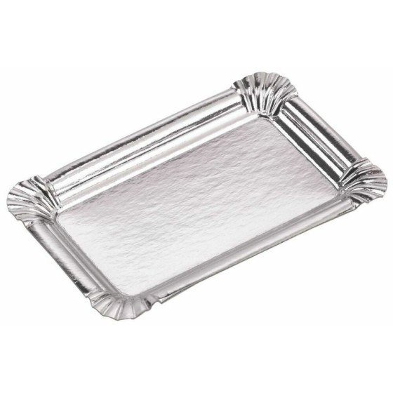 Plateau traiteur jetable argent 16 x 10 cm