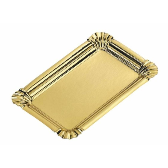 100 mini plateaux rectangulaires en carton doré 5,5 x 9,5 cm