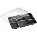 Plateau repas plastique 5 compartiments noir 32 x 25 x 3,3 cm - par 25
