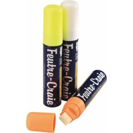 Feutre craie blanc, jaune et orange mine 15 mm - par 3