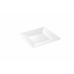 Assiette carrée plastique réutilisable blanche 21,5 cm - par 12