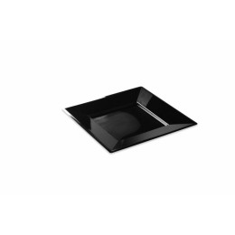 Assiette carrée plastique réutilisable noire 21,5 cm - par 12