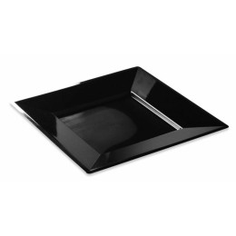 Assiette carrée plastique réutilisable noire 24 cm - par 12