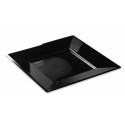 Assiette carrée plastique réutilisable noire 24 cm - par 12