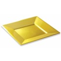 Assiette carrée plastique réutilisable or 24 cm - par 12