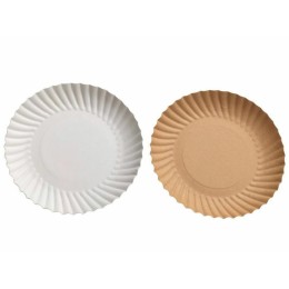Assiette ronde carton blanc extérieur kraft Ø 18,5 cm - par 50