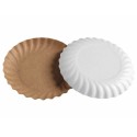 Assiette ronde carton kraft extérieur blanc Ø 18,5 cm - par 50