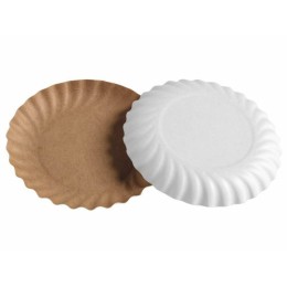 Assiette ronde carton kraft extérieur blanc Ø 24 cm - par 25