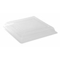 Couvercle plastique transparent pour assiette carrée réutilisable 24 cm - par 48