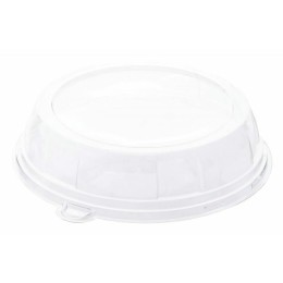 Couvercle plastique transparent pour assiette ronde en bagasse Ø 23 cm - par 126
