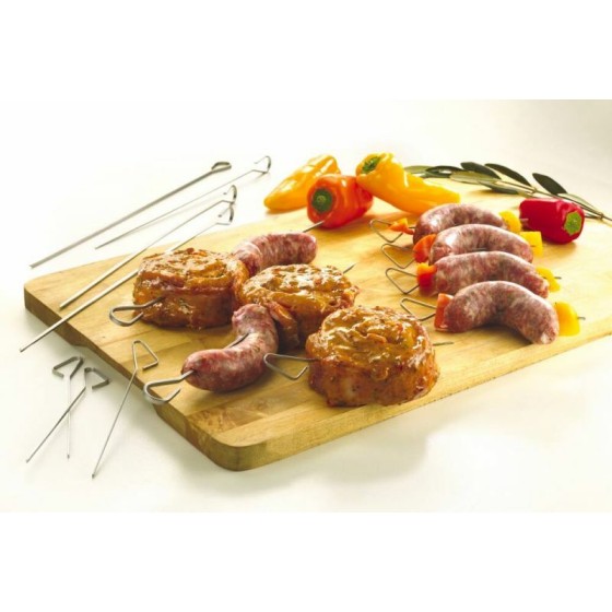 Pique à brochette plate en bois pour la préparation des brochettes viande  et légumes