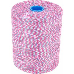 Ficelle alimentaire plastique bleu blanc rouge calibre 3,5/2 1750 m en seau avec dévidage central - à l'unité