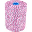 Ficelle alimentaire plastique bleu blanc rouge calibre 3,5/2 1750 m en seau avec dévidage central - à l\'unité