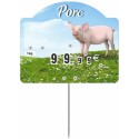 Étiquette prix à pique et à tournette pour porc "Champêtre" 10,6 x 8,8 cm - par 10