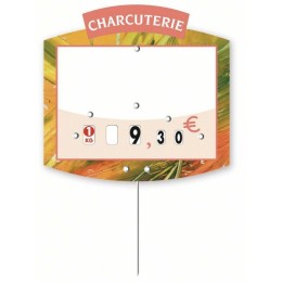 Étiquette prix à pique et à tournette pour charcuterie "Marché Champêtre" 10 x 10,5 cm - par 10