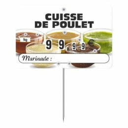 Étiquette prix à pique et à tournette pour marinade 10,6 x 6,7 cm - par 10