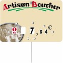 Étiquette prix à pique et à tournette "Artisan Boucher" 12 x 8 cm - par 10