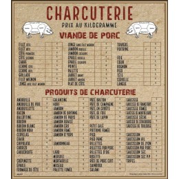 Tableau affichage prix charcuterie 70 x 80 cm - à l'unité