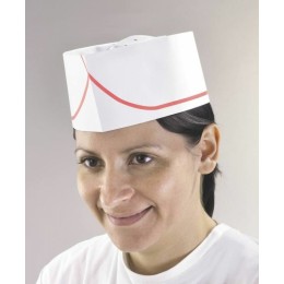 Calot papier blanc avec liseré rouge - par 100
