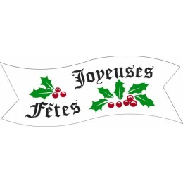 Décoration azyme banderole "Joyeuses Fêtes"  9,4 x 3 cm - par 24