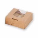Boîte pâtissière kraft à fenêtre 10 x 10 x 4 cm - par 50