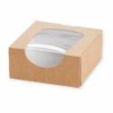 Boîte pâtissière kraft à fenêtre 12 x 12 x 4 cm - par 50