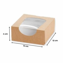Boîte pâtissière kraft à fenêtre 12 x 12 x 4 cm - par 50