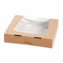 Boîte pâtissière kraft à fenêtre 20 x 20 x 4 cm - par 50