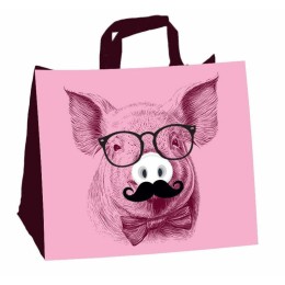 Sac réutilisable "Copain comme cochon" 37,5 x 8,5 +8,5 x 34,5 cm - par 100