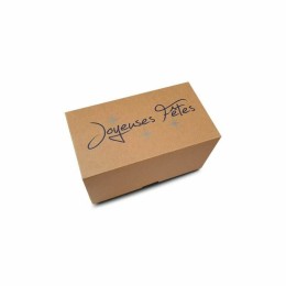 Boîte à bûche kraft "Joyeuses fêtes" 20 x 11 x 11 cm - par 25