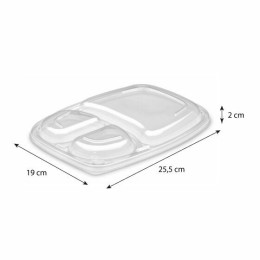 Couvercle plastique transparent pour barquette plastique noire 3 compartiments Cookipack 1250 ml - par 320