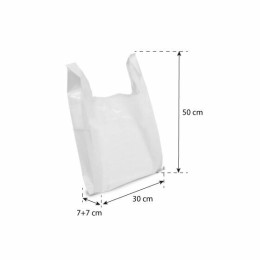 Sac bretelles plastique BD 50 microns blanc 30 x 7 + 7 x 50 cm - par 500