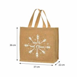 Sac réutilisable toile de jute "Joyeuses fêtes" 36 + 22 x 37 cm - par 25