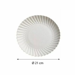 Assiette ronde carton kraft extérieur blanc Ø 21 cm - par 50